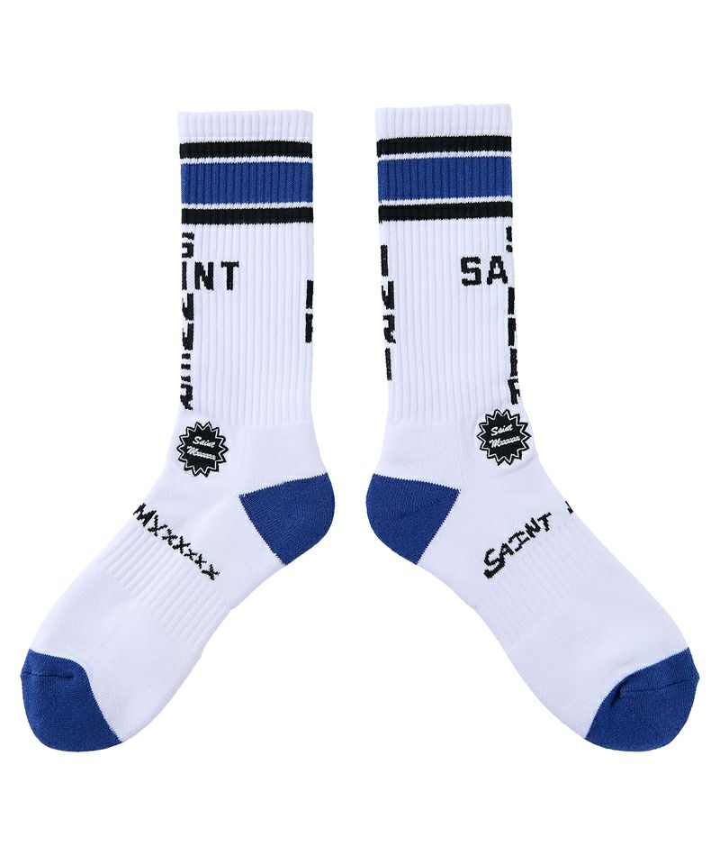 SAINT MICHAEL SOCKS / SINNER WHITE+BLUE SAINT SINNER SOCKS MICHAEL