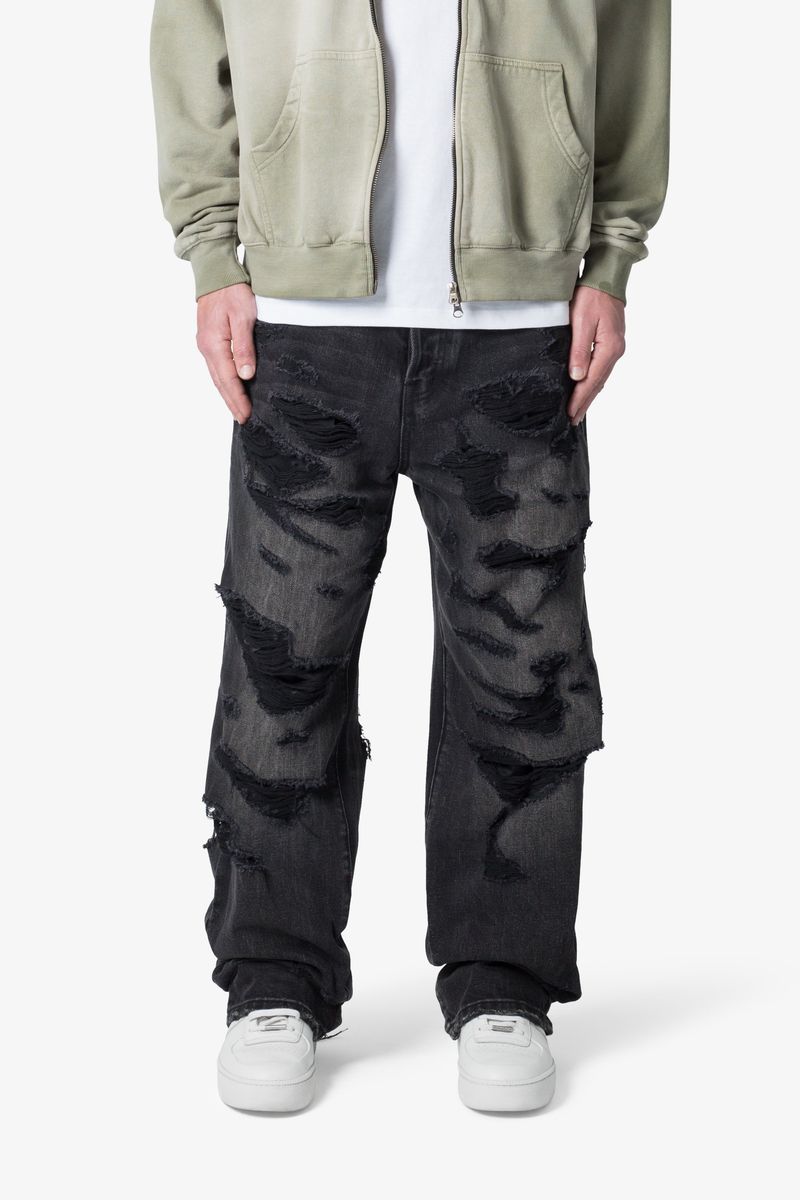 MNML Ultra Baggy Distressed Denim - Vintage Black – Privei