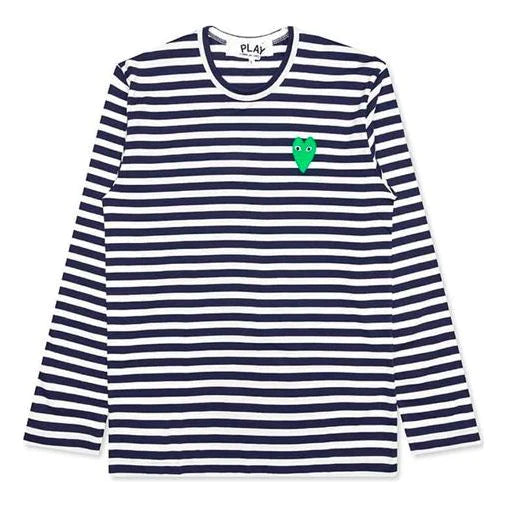 COMME DES GARCONS PLAY Green Printing Stripe Long Sleeves - Blue COMME DES GARCONS PLAY Green Printing Stripe Long Sleeves - Blue