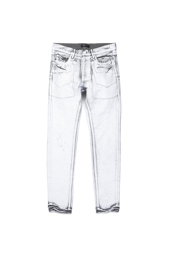 Purple Brand P001 Low Rise Skinny Jeans - Charcoal Overdye White Foil