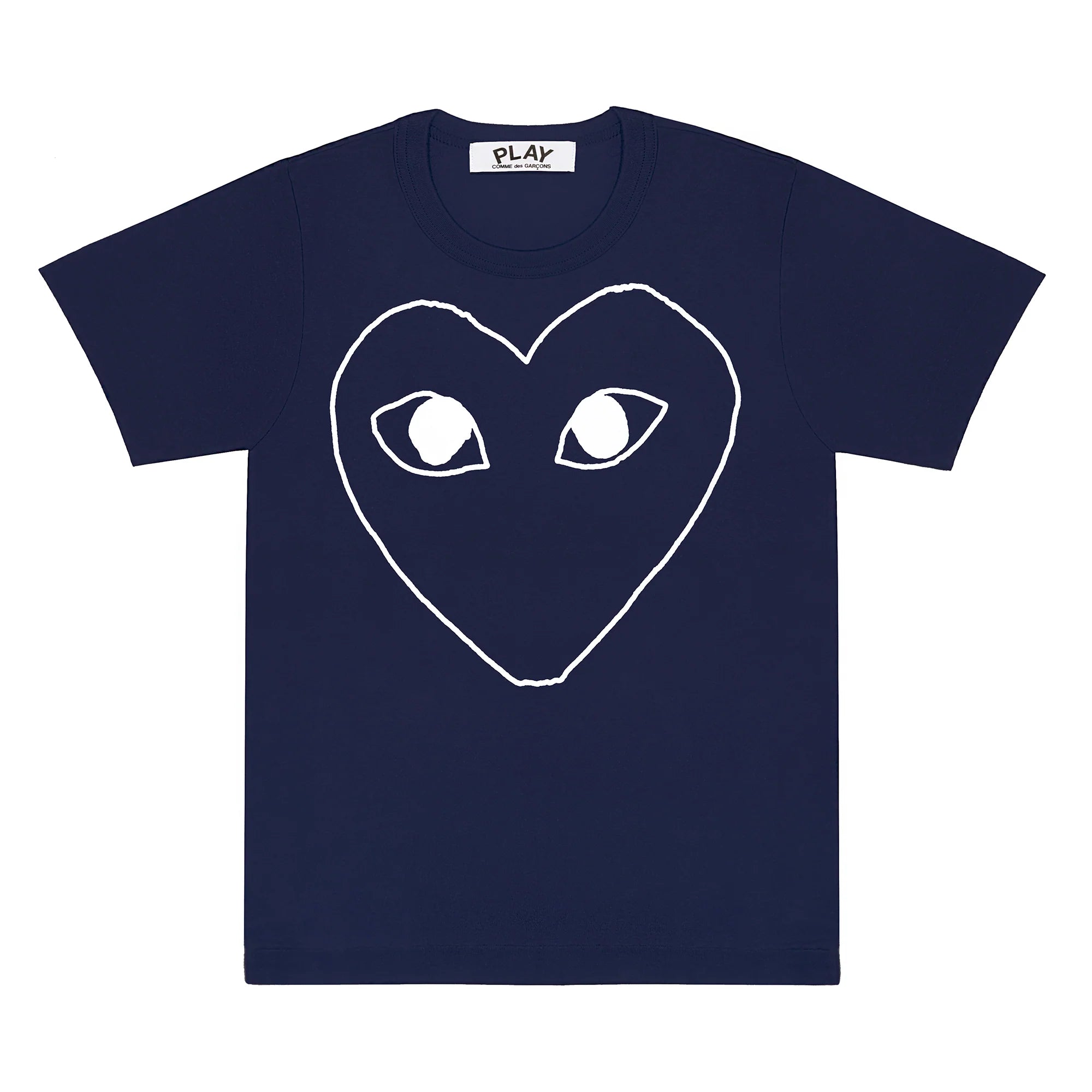COMME DES GARCONS PLAY Heart Outline T-Shirt - Navy - AZ-T182-051 COMME DES GARCONS PLAY Heart Outline T-Shirt - Navy - AZ-T182-051