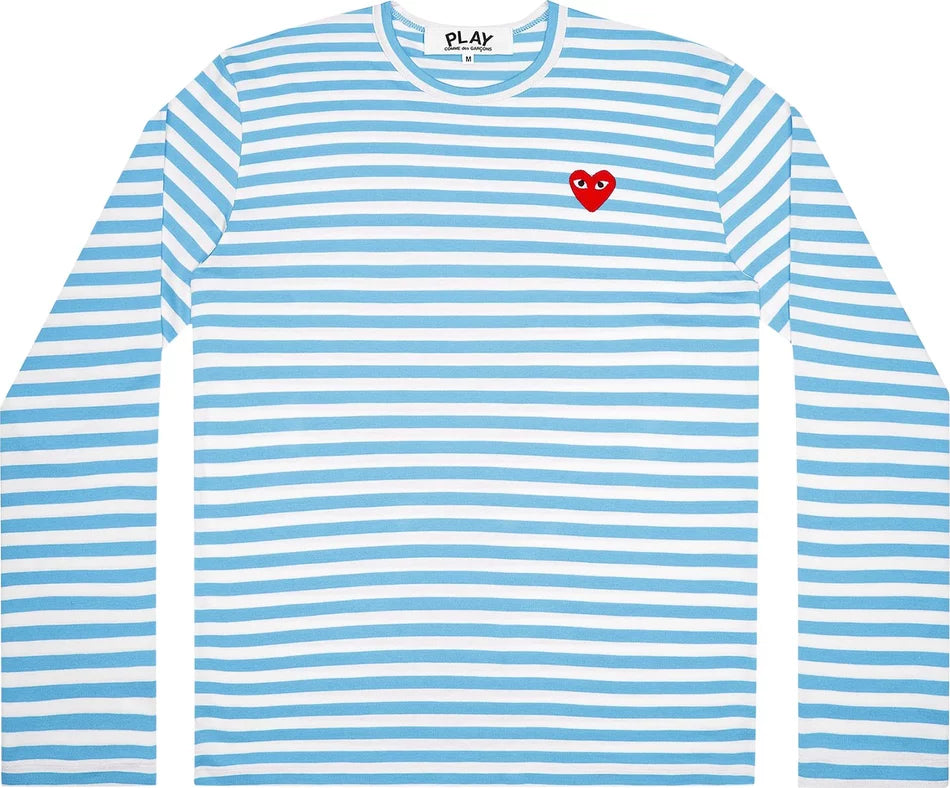 COMME DES GARCONS PLAY Pastelle Striped Long Sleeve Shirt Blue AZ T278 051 1