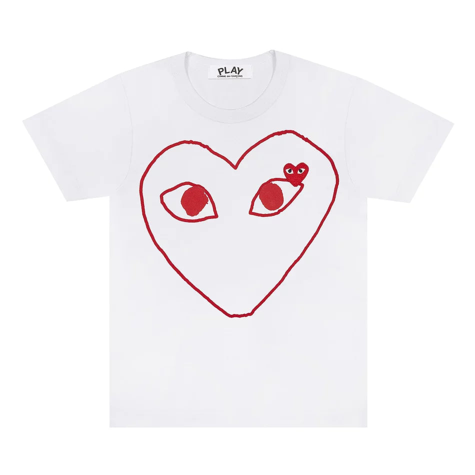 COMME DES GARCONS PLAY Outline Heart T-Shirt - White - AZ-T100-051