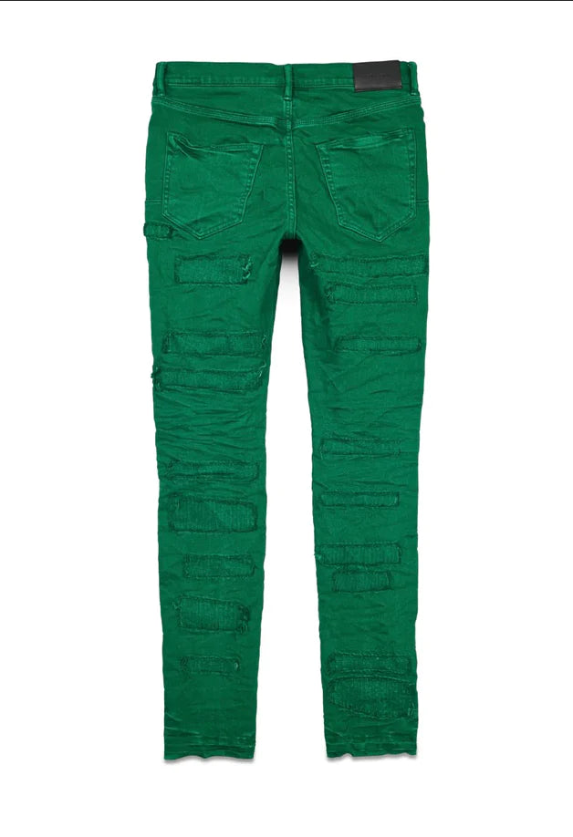 Purple Brand P001 Low Rise Skinny Jeans - Green Jacket Patch Repair