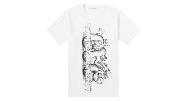Comme des Garçons SHIRT x KAWS Black Writing T-Shirt - White