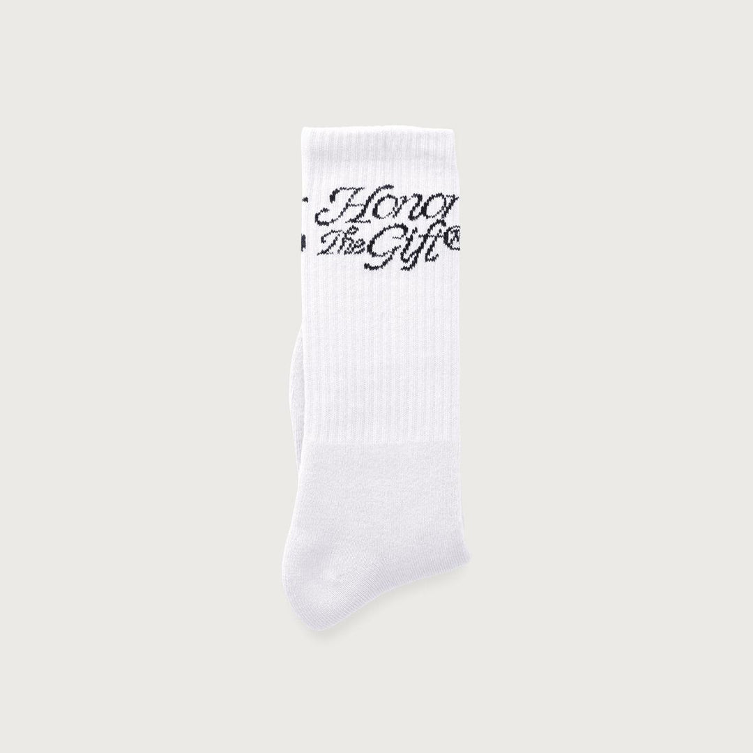 Honor The Gift HTG Script Sock - White
