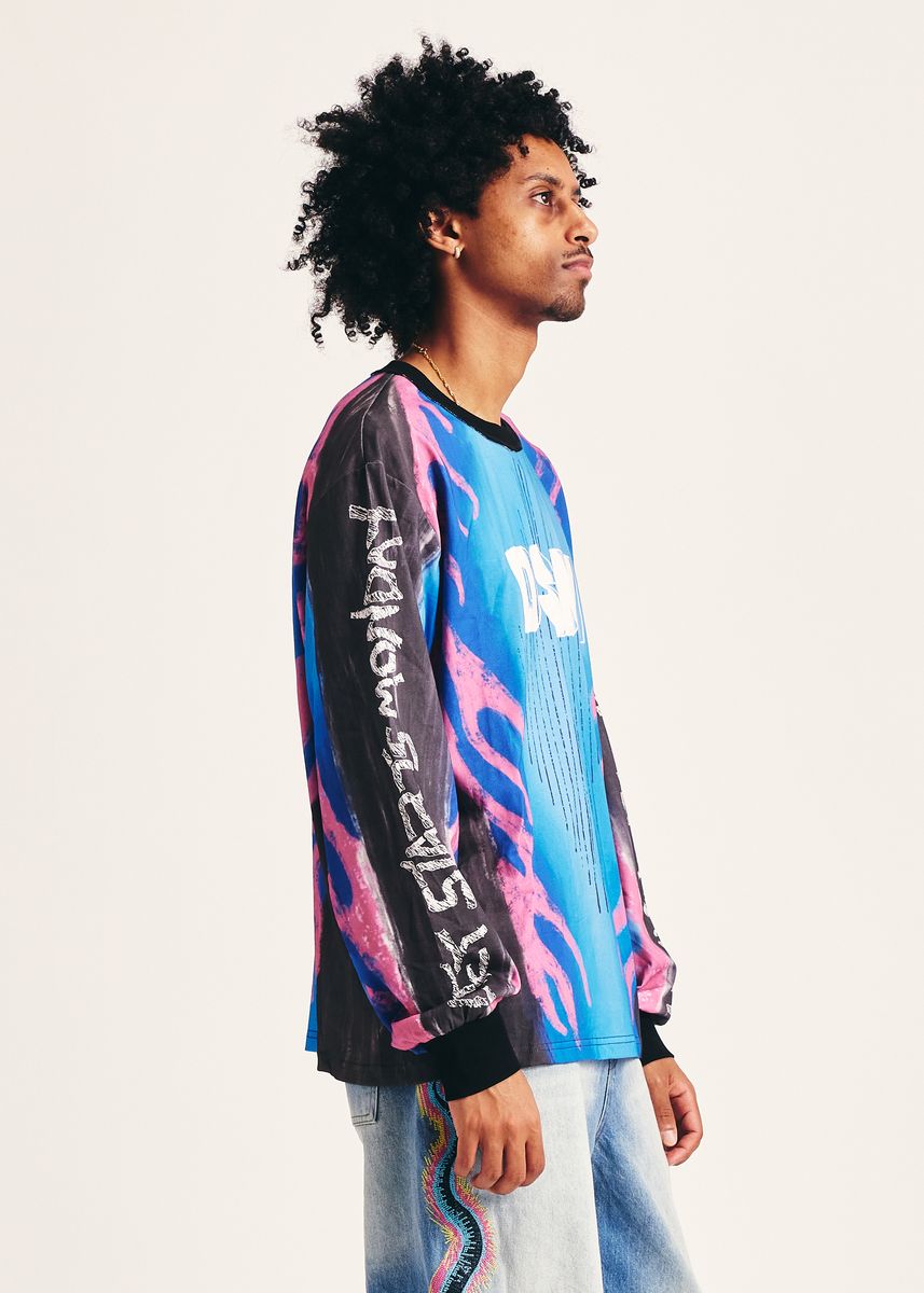 Diet Starts Monday MX Flame Jersey - Black/Blue/Pink