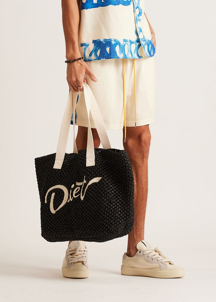 Diet Starts Monday Strokes Linen Short - Cream/Blue