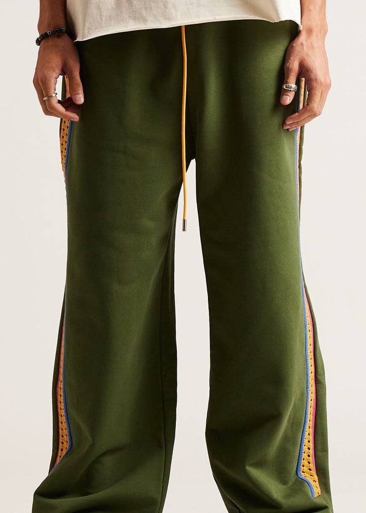 Diet Starts Monday Crochet Panel Pant - Green