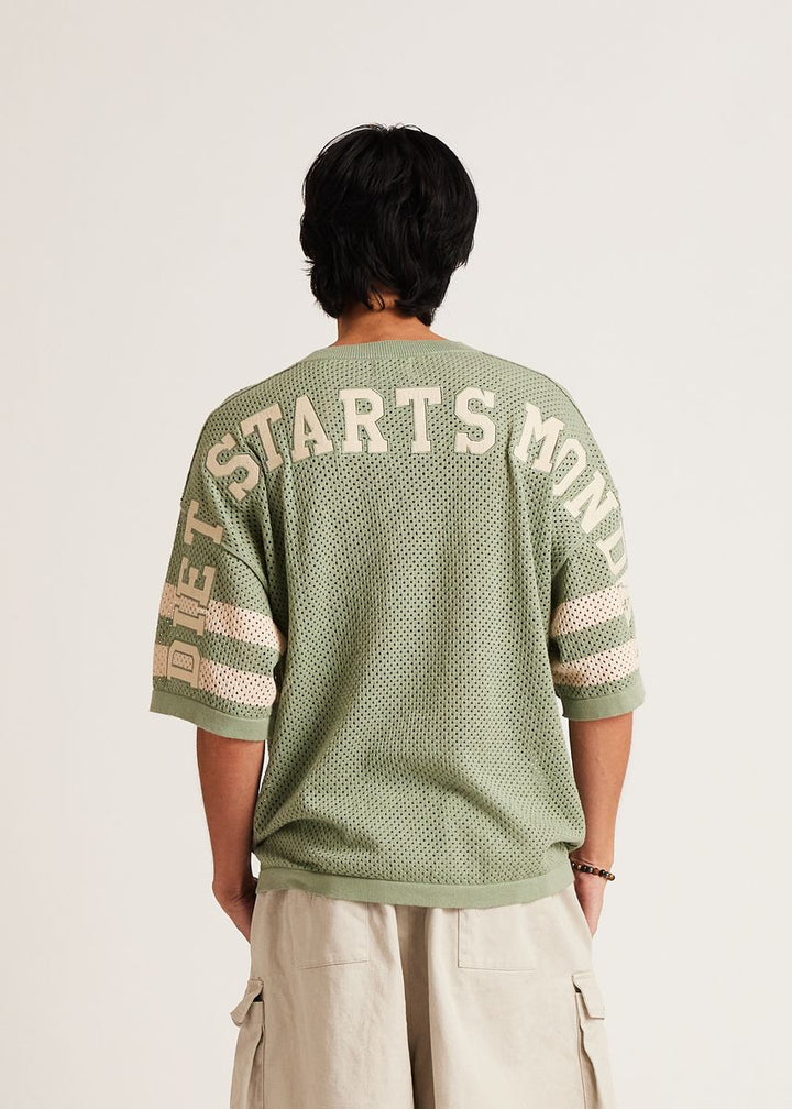 Diet Starts Monday Knitted Mesh Jersey - Sage