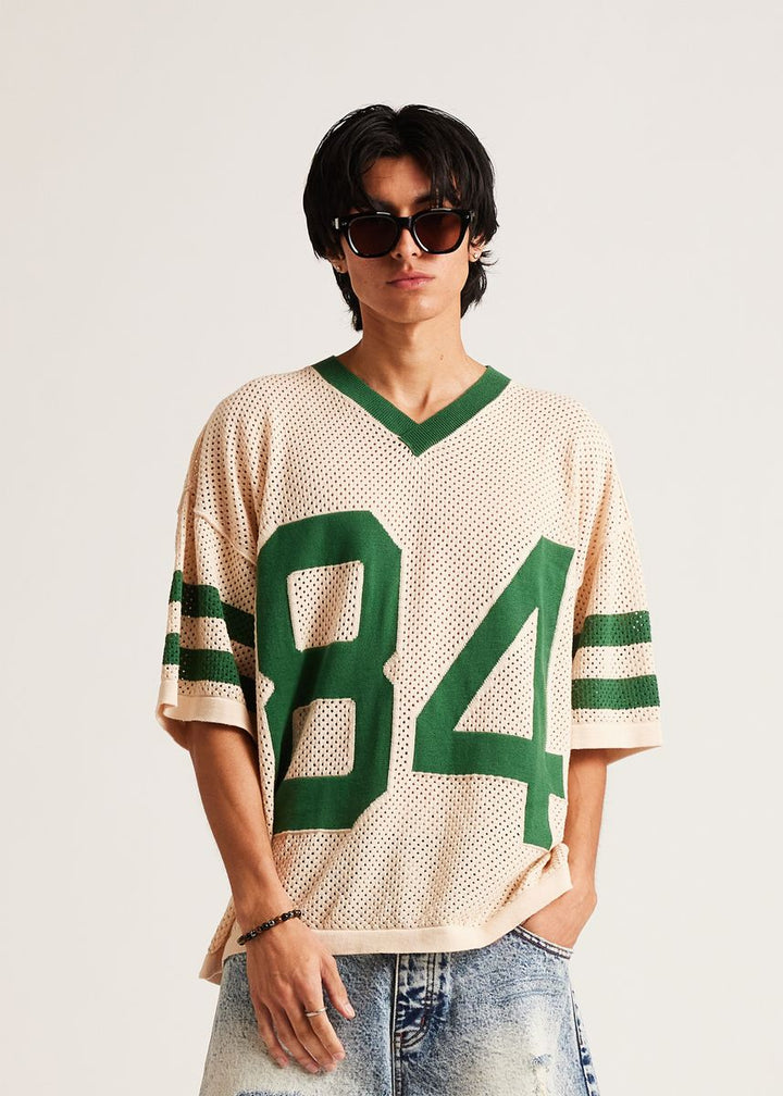 Diet Starts Monday Knitted Mesh Jersey - Cream/Green