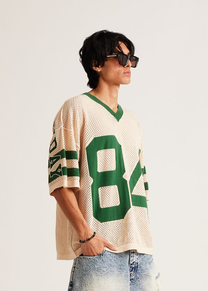 Diet Starts Monday Knitted Mesh Jersey - Cream/Green