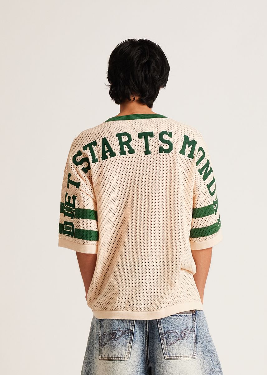 Diet Starts Monday Knitted Mesh Jersey - Cream/Green