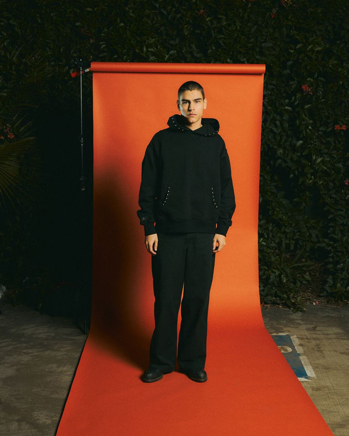 PLEASURES LUCKY STUDDED HOODIE - BLACK