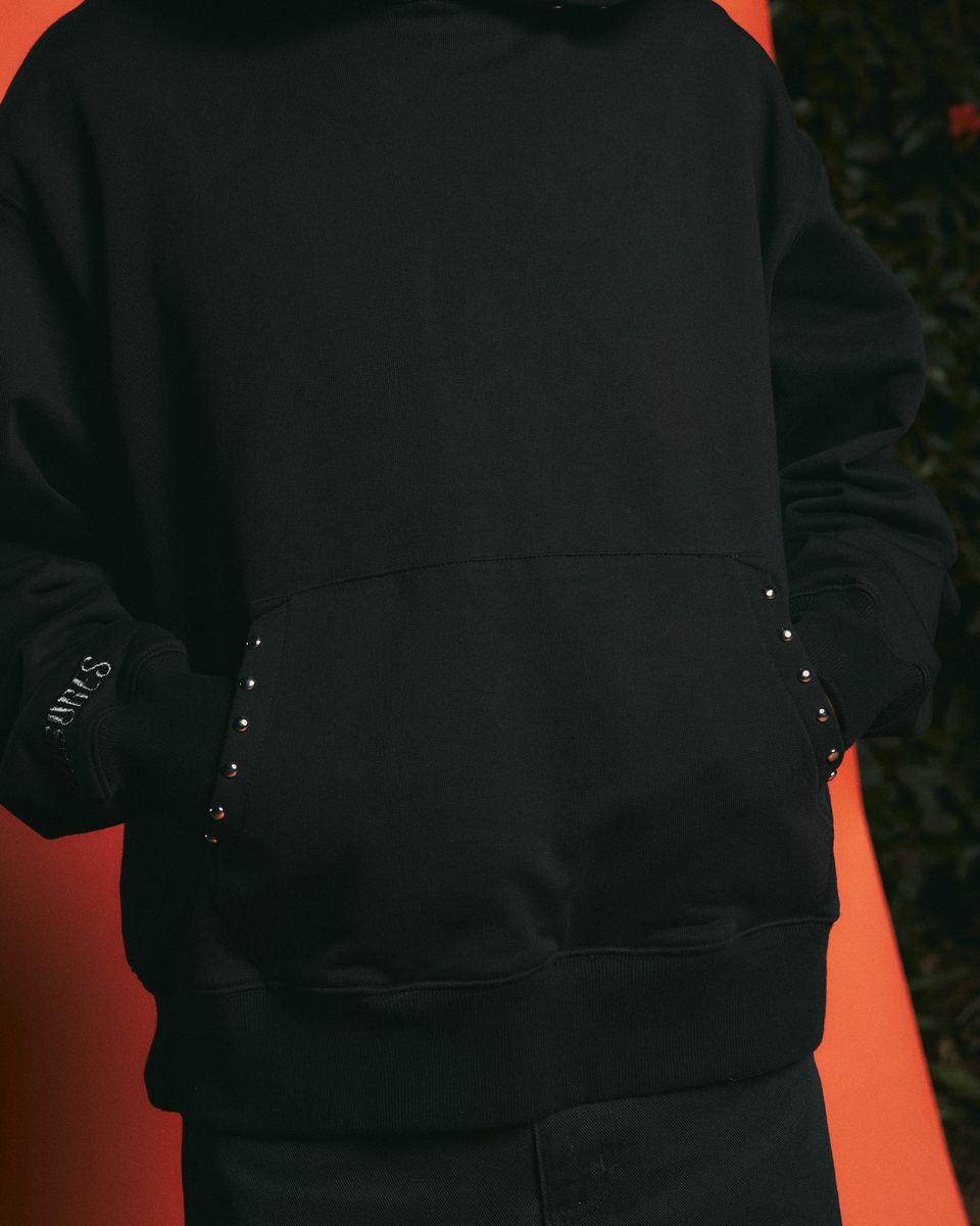 PLEASURES LUCKY STUDDED HOODIE - BLACK
