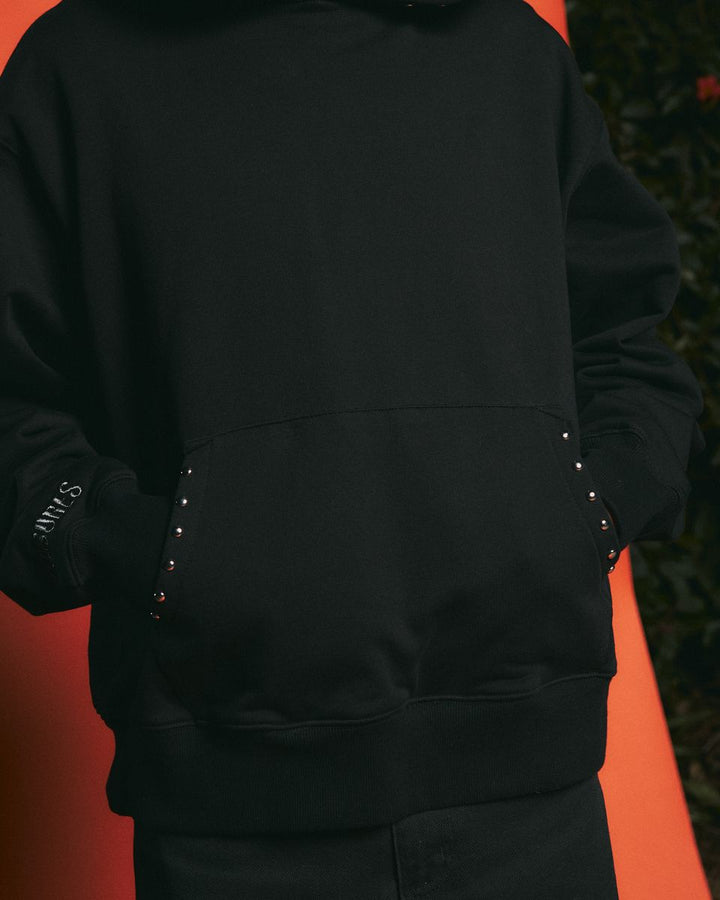 PLEASURES LUCKY STUDDED HOODIE - BLACK