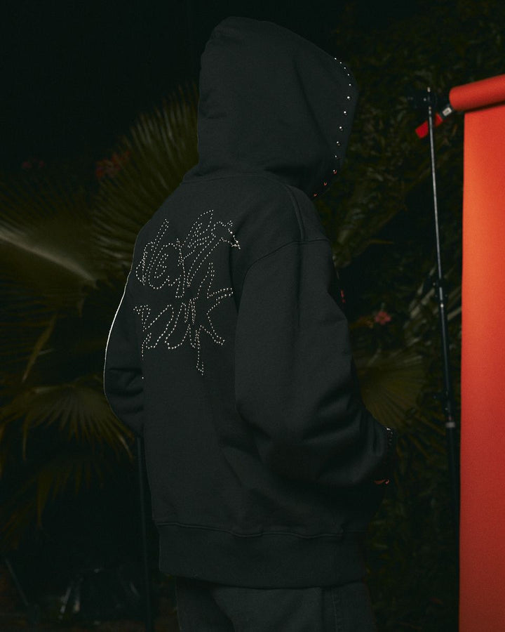 PLEASURES LUCKY STUDDED HOODIE - BLACK