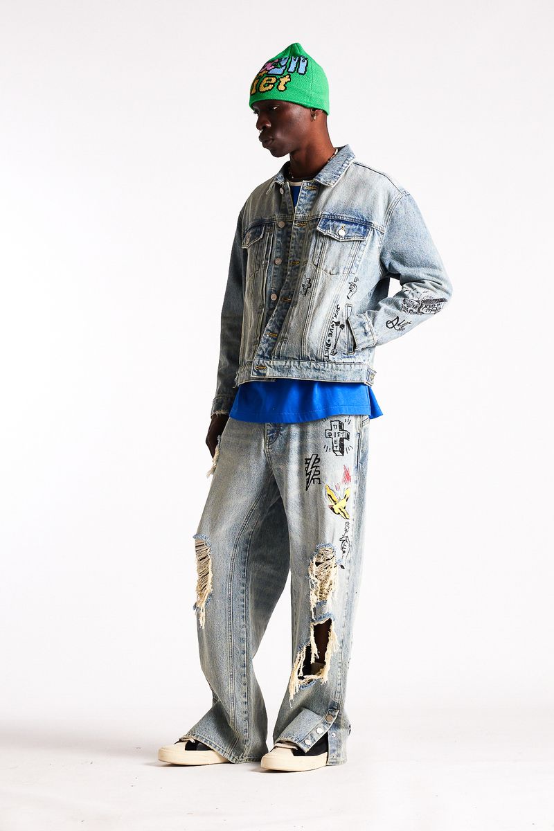 Diet Starts Monday Doodle Distressed Denim - Indigo