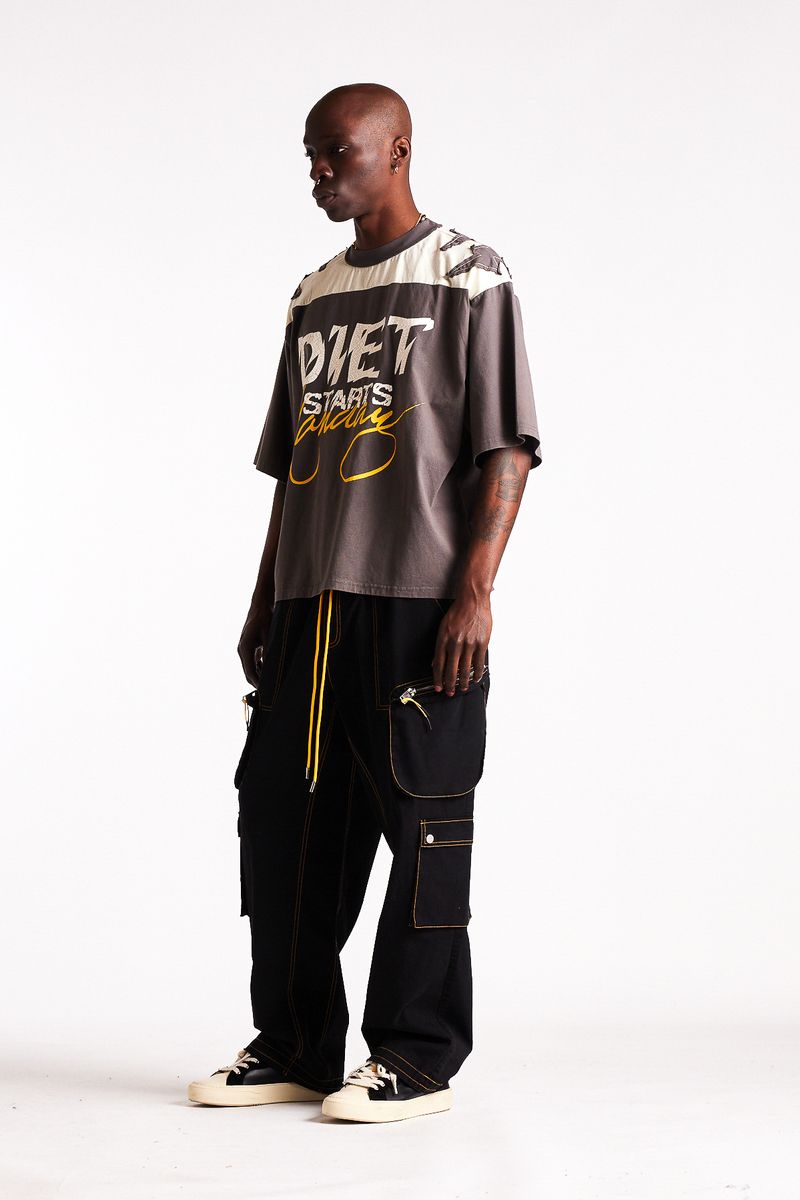 Diet Starts Monday Contrast Cargo Pants - Black