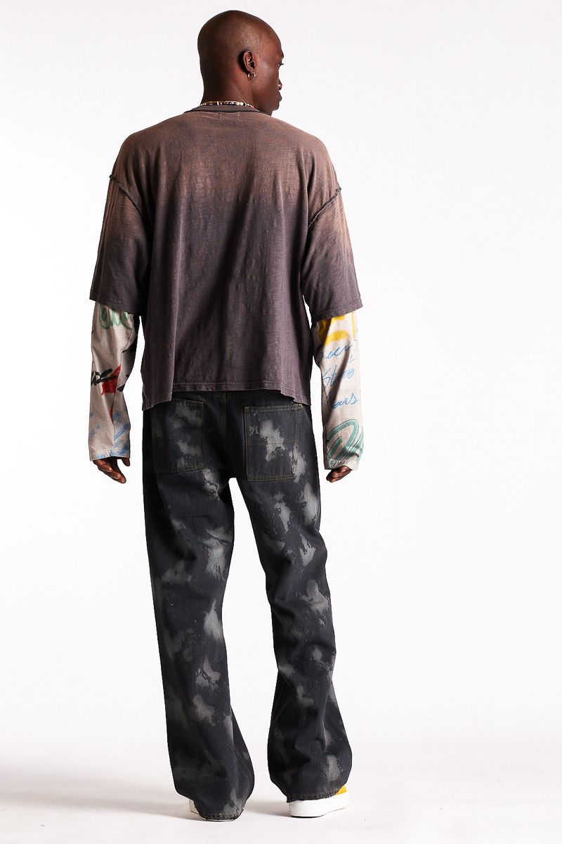 Diet Starts Monday Double Layer Skull Tee - Vintage Black/Multi