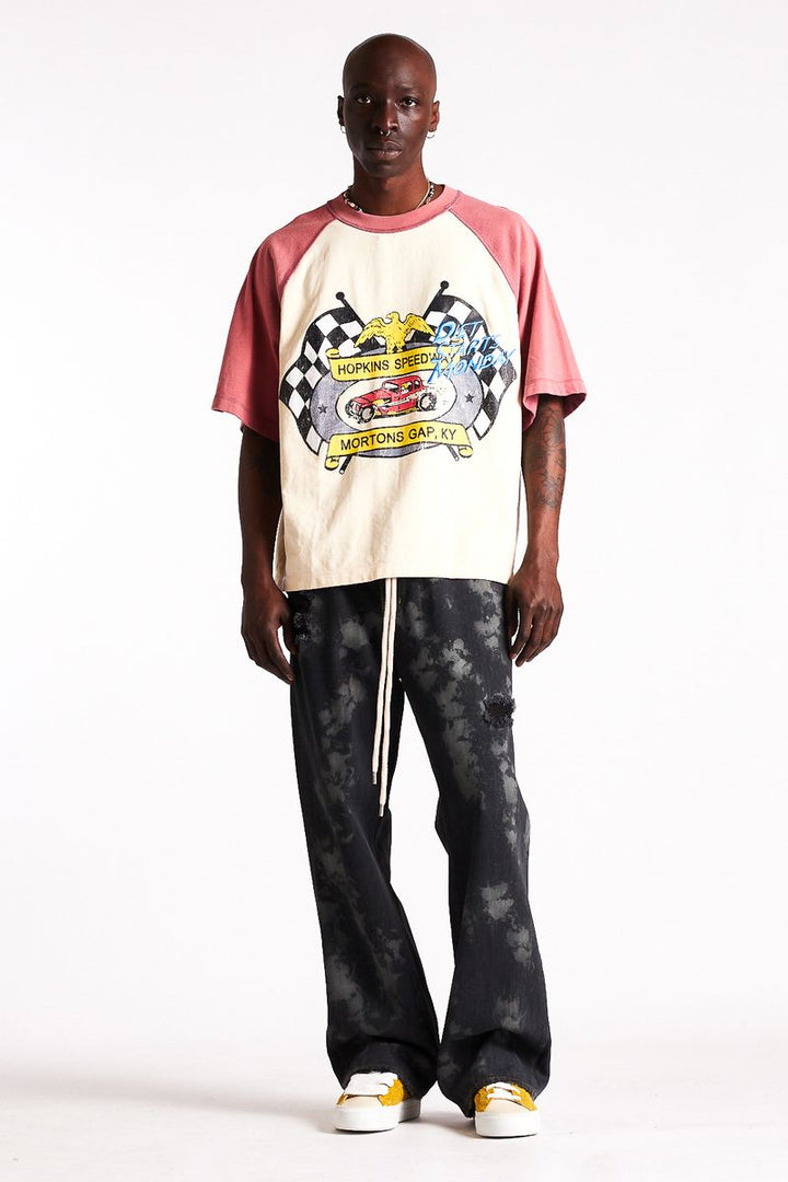 Diet Starts Monday Mortons Gap Raglan Tee - Red/Antique White