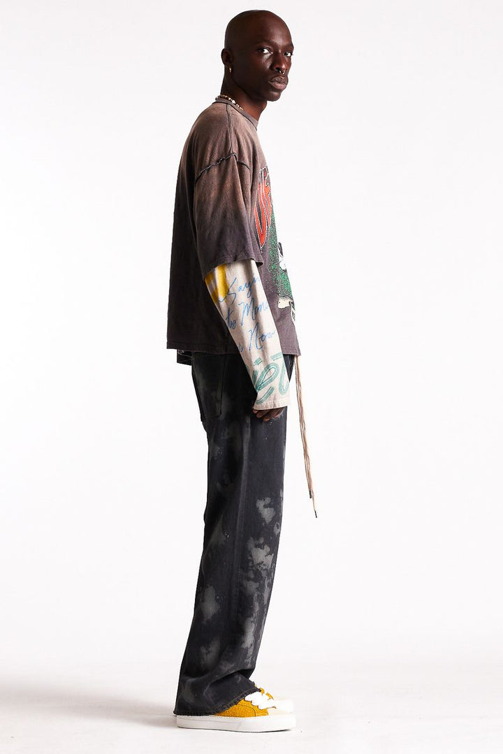 Diet Starts Monday Double Layer Skull Tee - Vintage Black/Multi