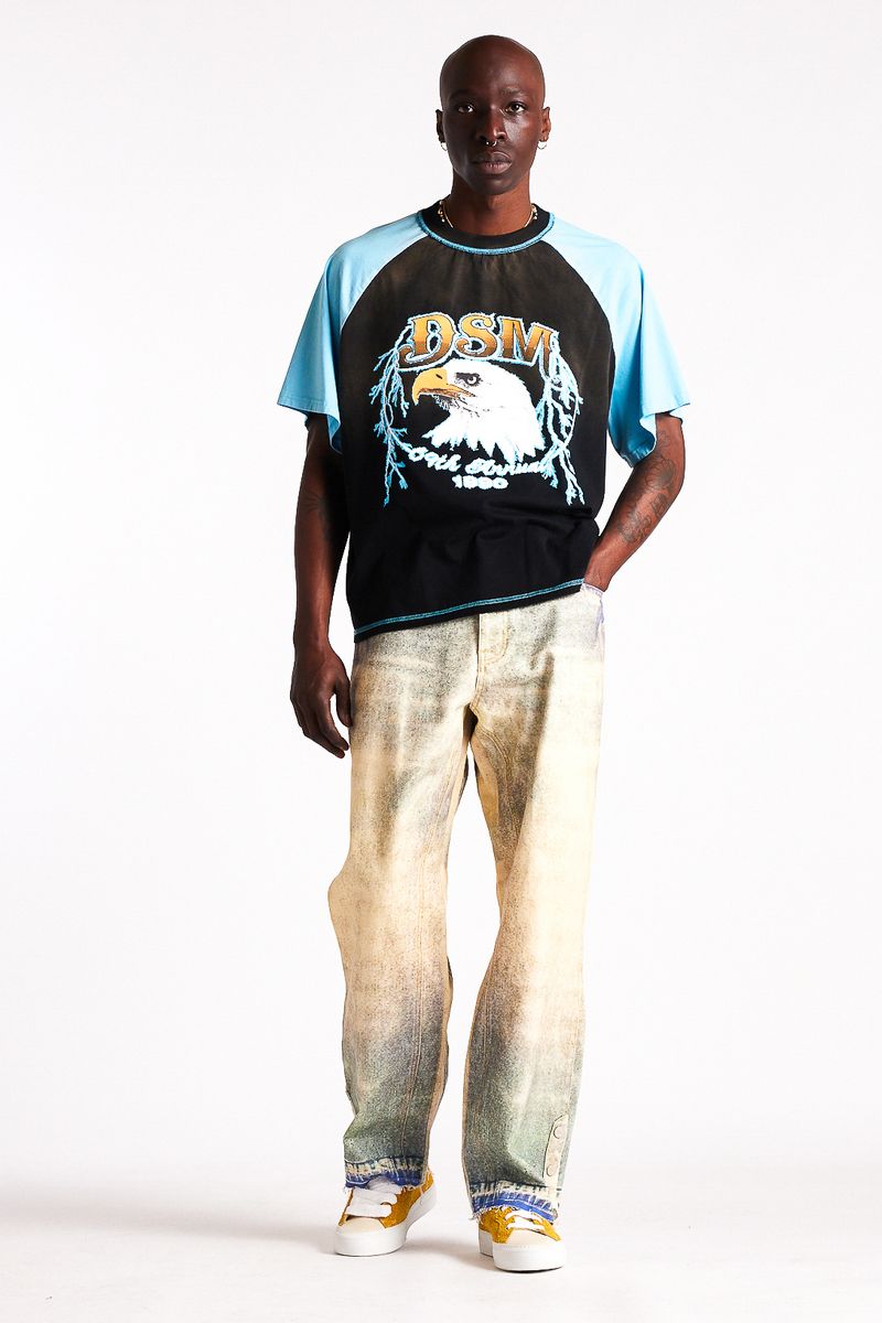 Diet Starts Monday Eagle Raglan Tee - Black/Blue