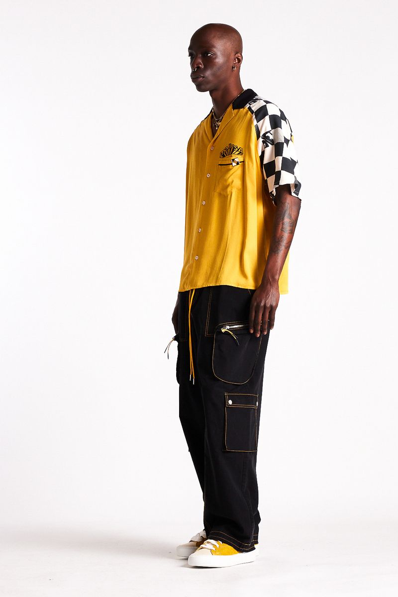 Diet Starts Monday Pit Crew Button Shirt - Yellow/Black