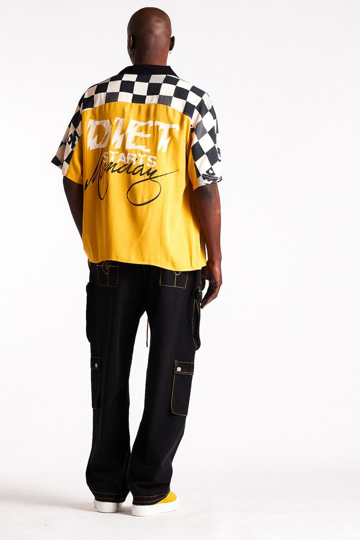 Diet Starts Monday Pit Crew Button Shirt - Yellow/Black