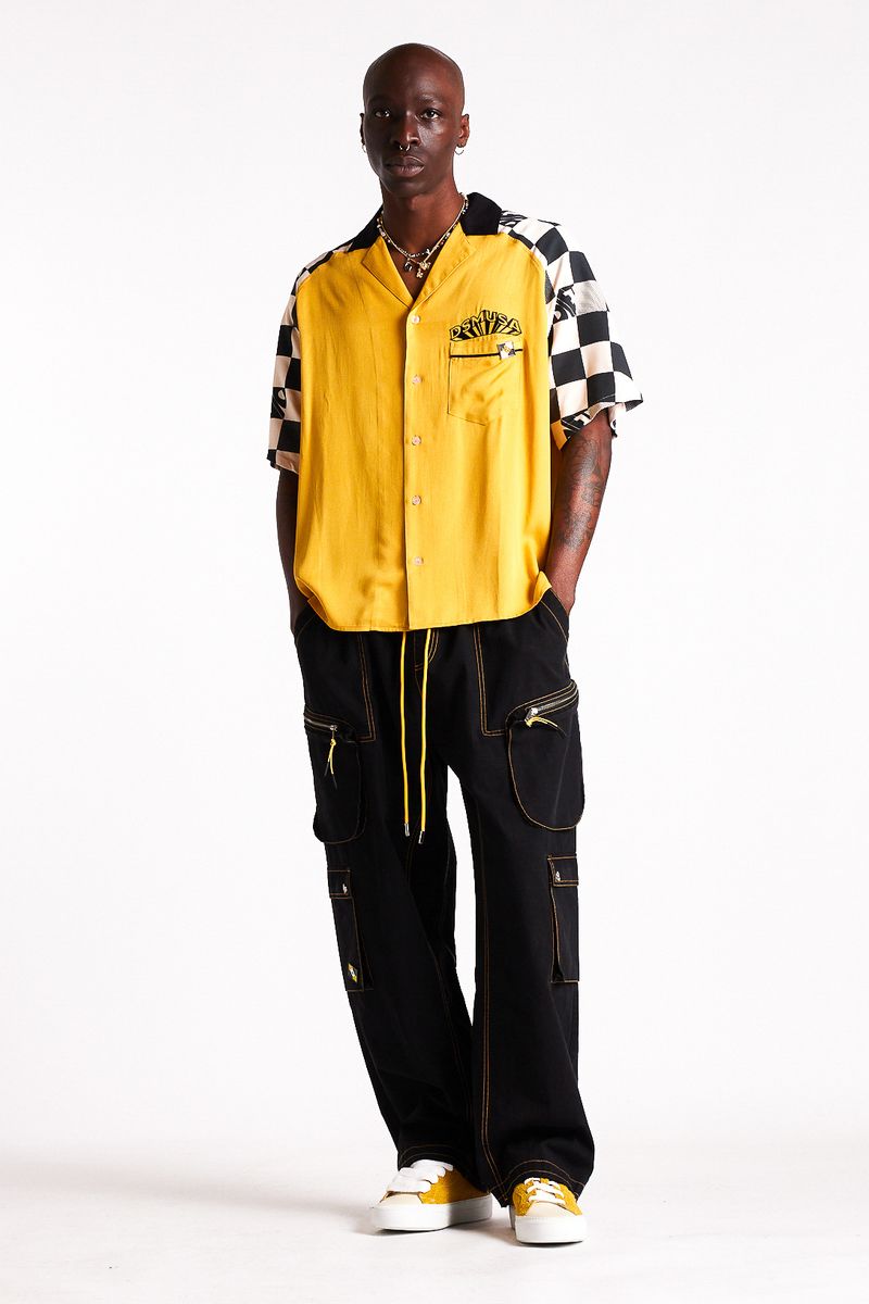 Diet Starts Monday Pit Crew Button Shirt - Yellow/Black