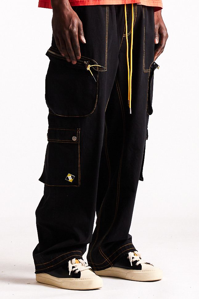 Diet Starts Monday Contrast Cargo Pants - Black