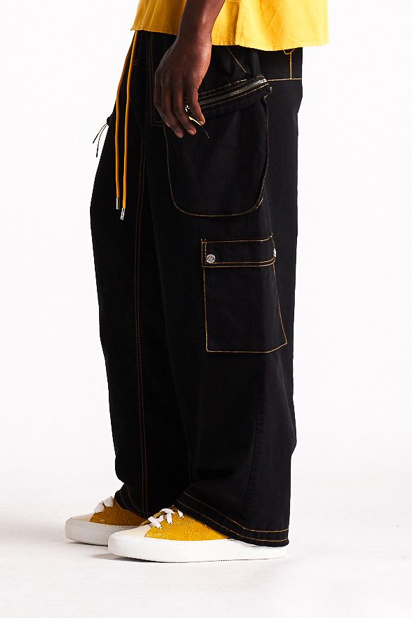 Diet Starts Monday Contrast Cargo Pants - Black