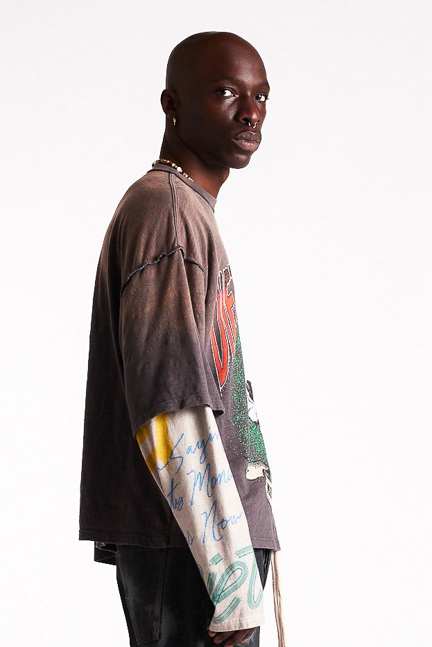 Diet Starts Monday Double Layer Skull Tee - Vintage Black/Multi