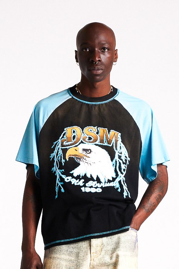 Diet Starts Monday Eagle Raglan Tee - Black/Blue