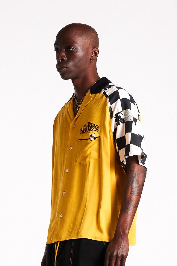 Diet Starts Monday Pit Crew Button Shirt - Yellow/Black
