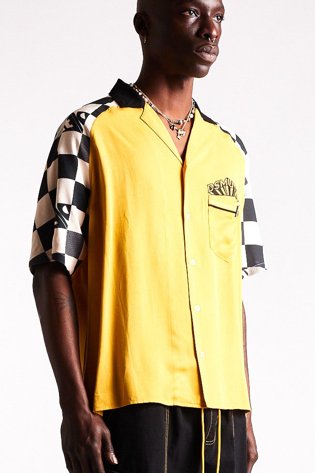 Diet Starts Monday Pit Crew Button Shirt - Yellow/Black