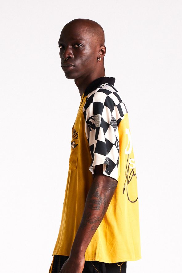 Diet Starts Monday Pit Crew Button Shirt - Yellow/Black