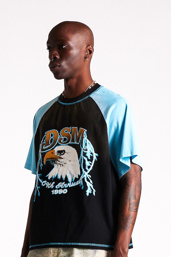Diet Starts Monday Eagle Raglan Tee - Black/Blue