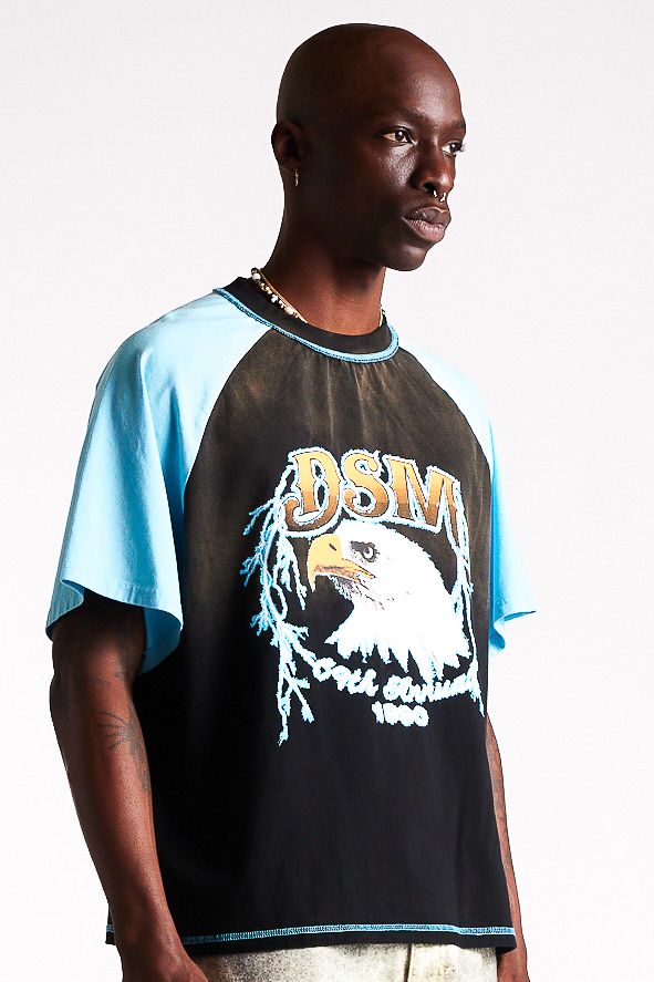 Diet Starts Monday Eagle Raglan Tee - Black/Blue