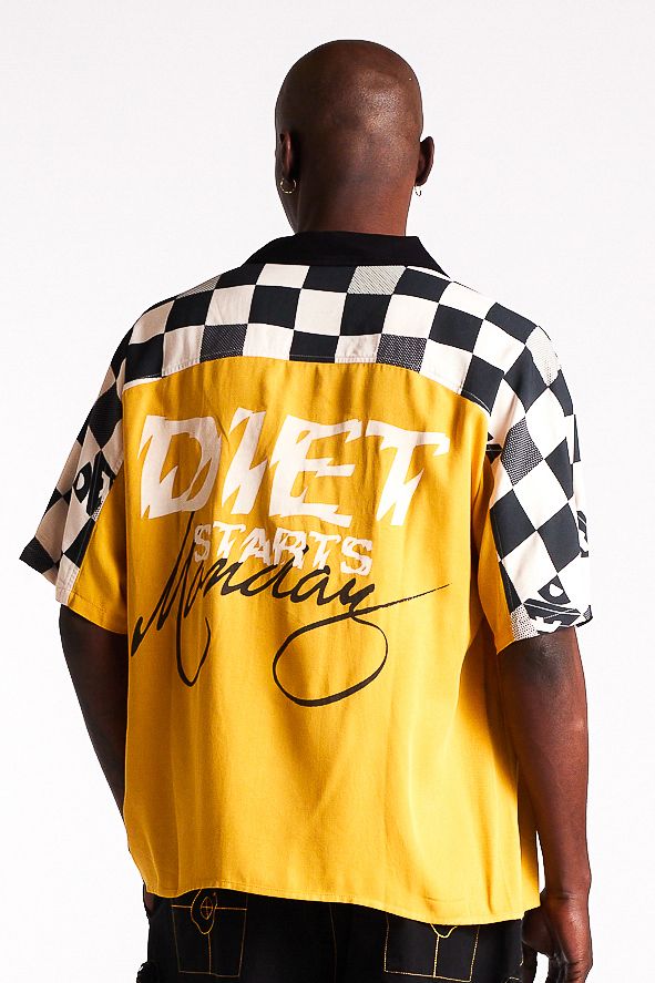 Diet Starts Monday Pit Crew Button Shirt - Yellow/Black