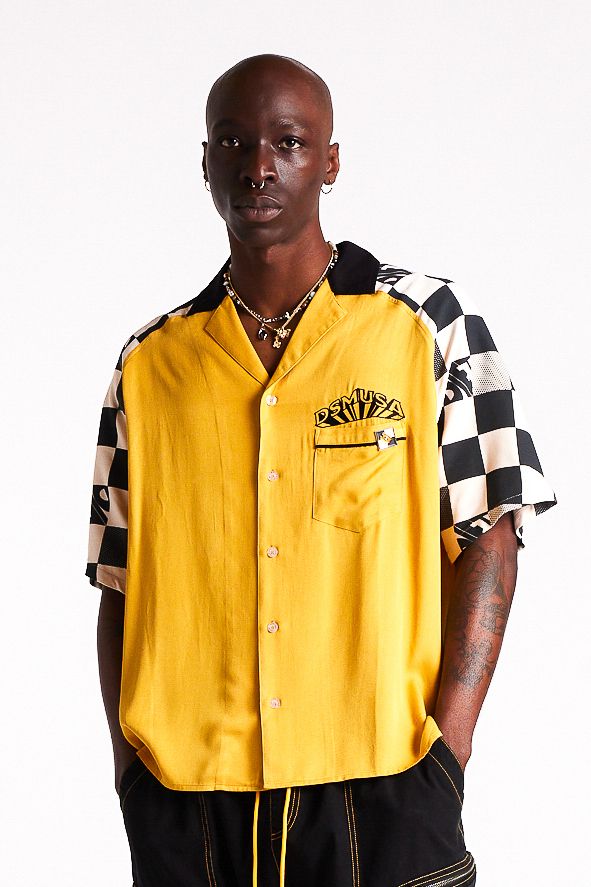 Diet Starts Monday Pit Crew Button Shirt - Yellow/Black
