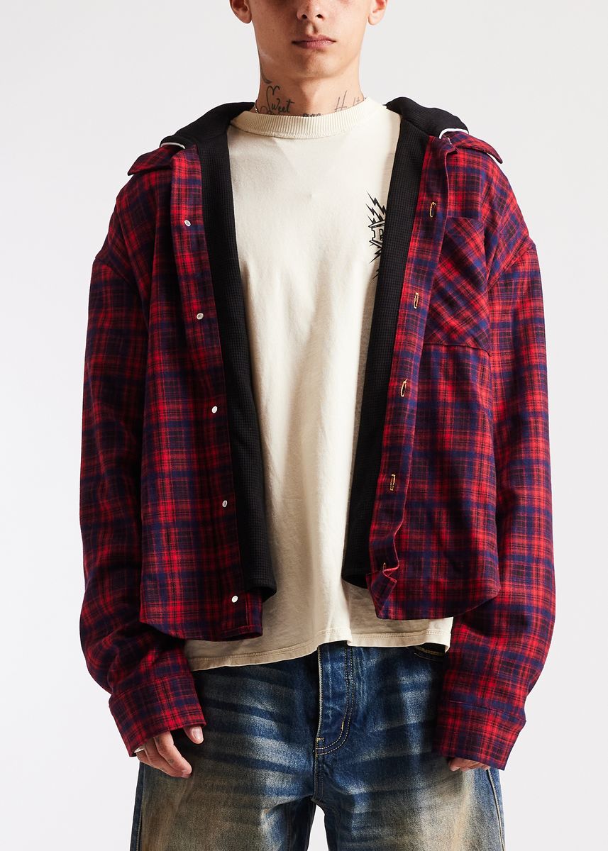 Diet Starts Monday Eagle Hooded Flannel - Red/Navy