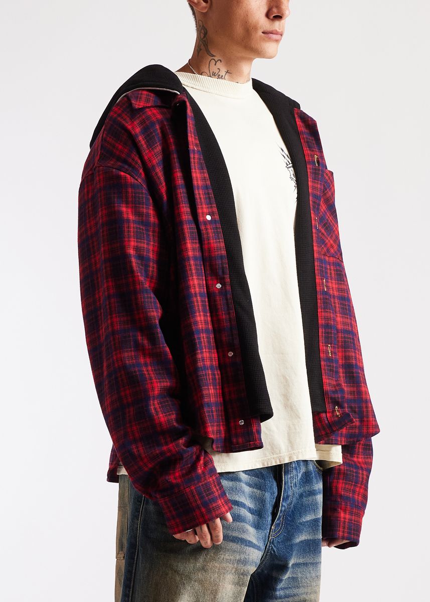 Diet Starts Monday Eagle Hooded Flannel - Red/Navy