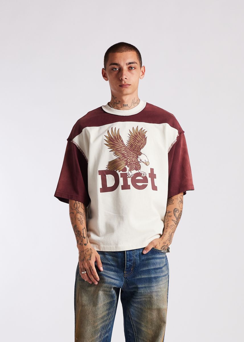 Diet Starts Monday Eagle Yoke Tee - Maroon/Antique White