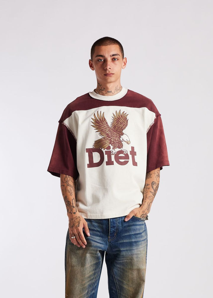 Diet Starts Monday Eagle Yoke Tee - Maroon/Antique White