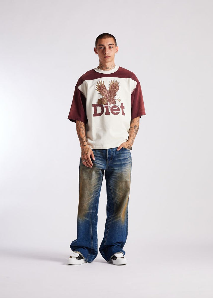 Diet Starts Monday Eagle Yoke Tee - Maroon/Antique White