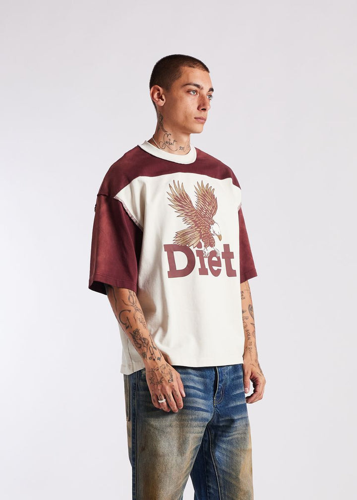 Diet Starts Monday Eagle Yoke Tee - Maroon/Antique White