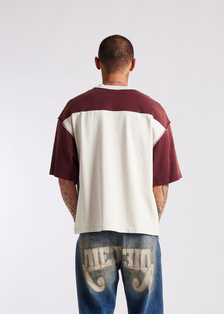 Diet Starts Monday Eagle Yoke Tee - Maroon/Antique White