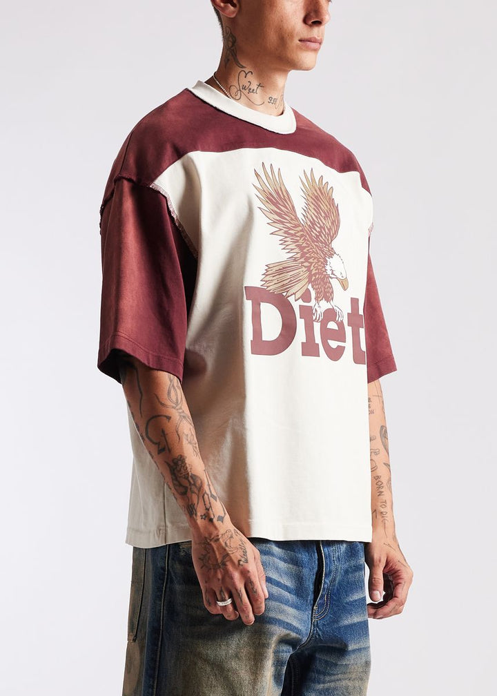 Diet Starts Monday Eagle Yoke Tee - Maroon/Antique White