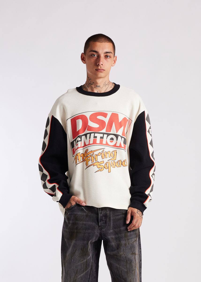 Diet Starts Monday  Ignition Waffle Long Sleeve - Antique White/Black